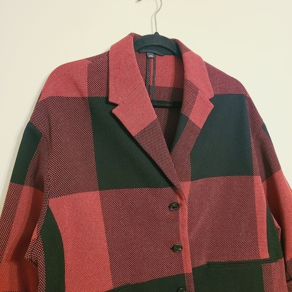 Neil Barrett | Women's Plaid Red and Black Cropped Jacket (Size Large) - Picture 3 of 13